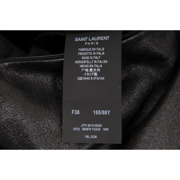 Saint Laurent Womens Strapless Mini Dress Size 38 Black Leather Side Bow Ruffled - Picture 10 of 13